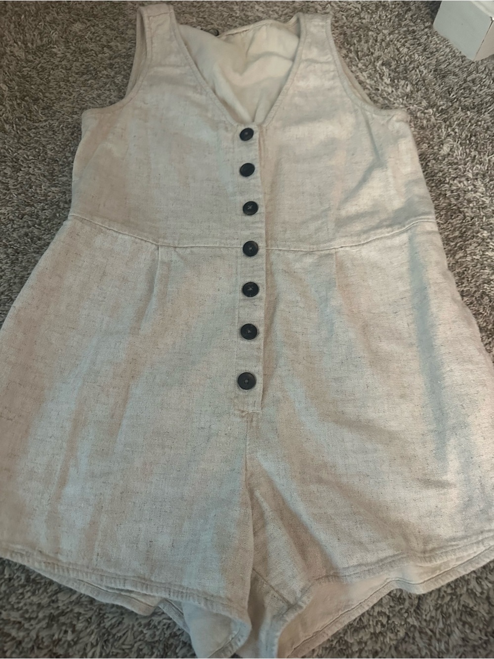 Madewell Cream Button-Front Romper Shorts